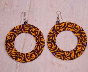 African Fabric Round Earrings