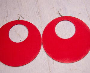 African Wooden Round Earrings